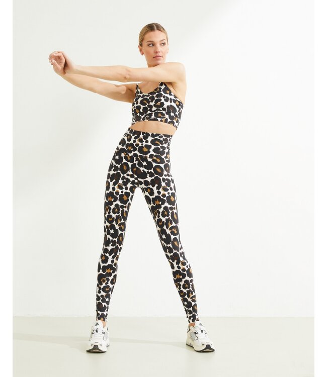 Deblon Deblon Classic Leggings High Waistband Leopard Off White
