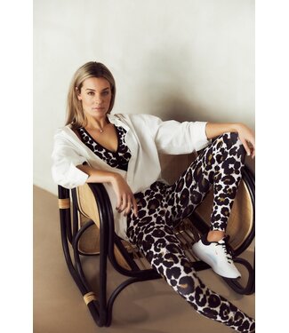 Deblon Deblon Classic Leggings High Waistband Leopard Off White