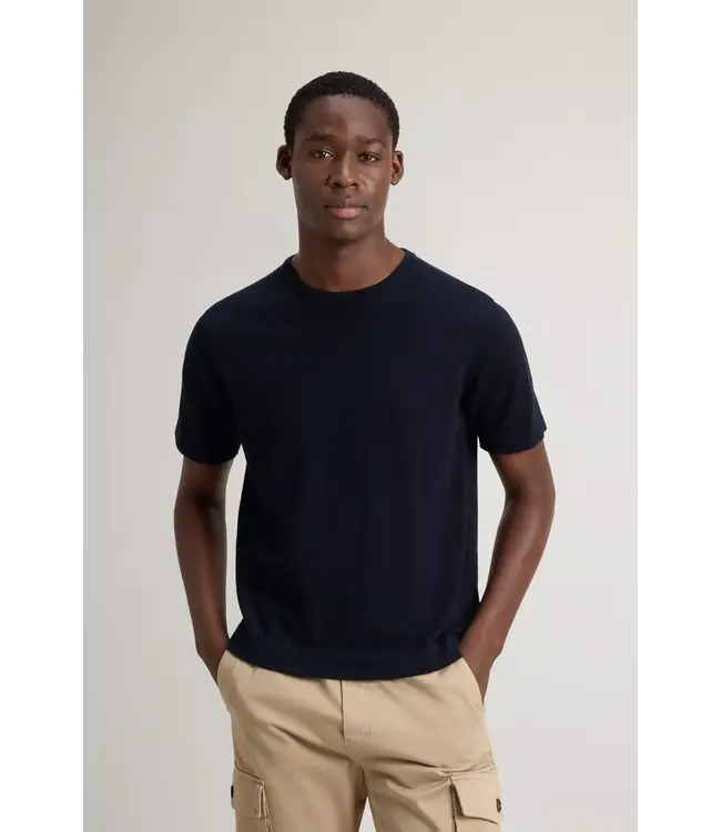 Woolrich Woolrich Heren Knitted T-Shirt Melton Blue