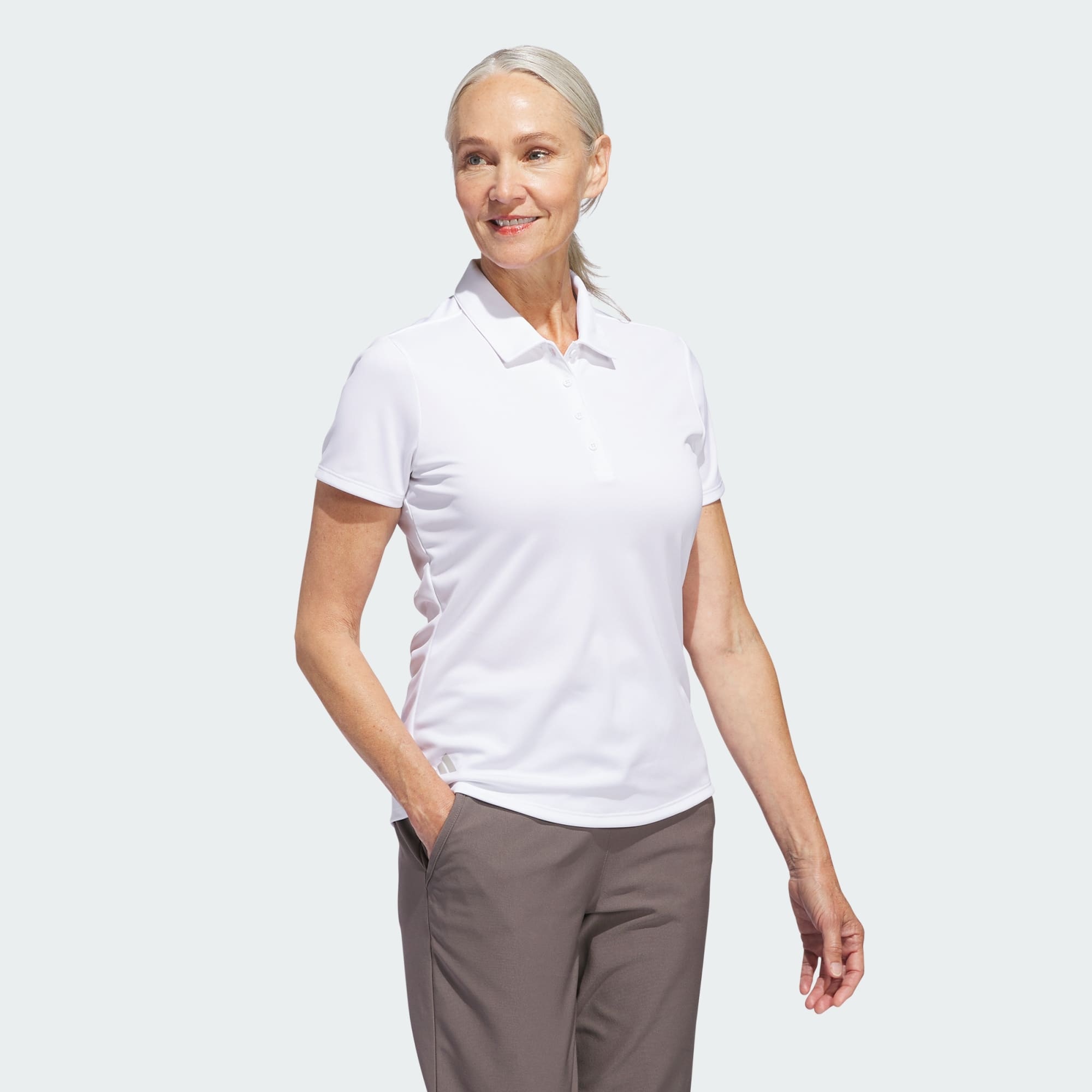 Adidas Dames Solid Performance Poloshirt S/S Wit John's Sport Shop