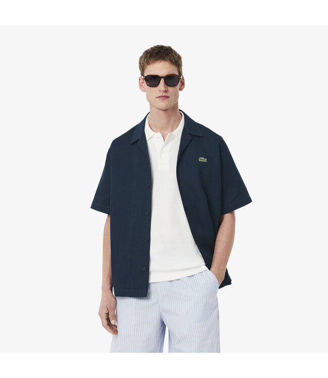 Lacoste Lacoste S/S Woven Shirt Falcon/Navy