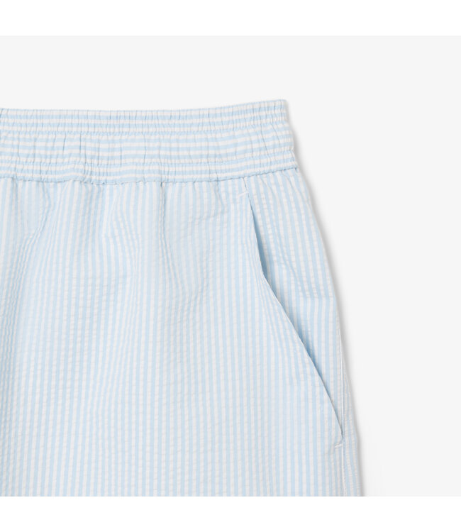 Lacoste Lacoste Zwembroek Streep Wit-Licht Blauw