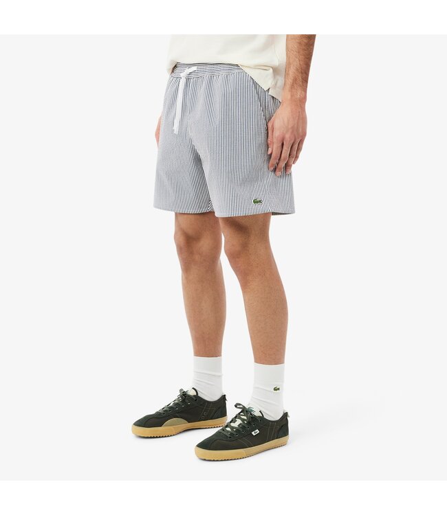 Lacoste Lacoste Zwembroek Streep Wit-Blauw