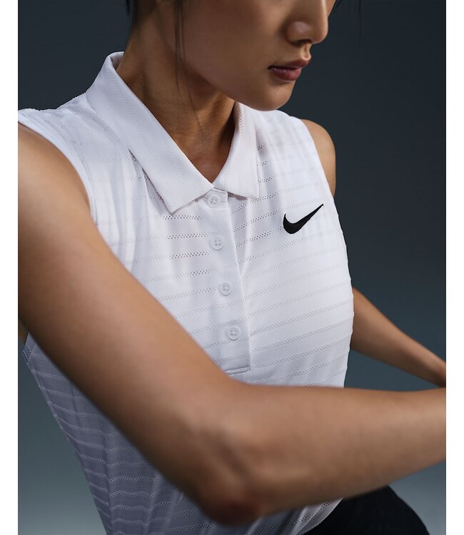 Nike Nike Dames Victory Dri-FIT Mouwloos Streep Golf Polo Wit