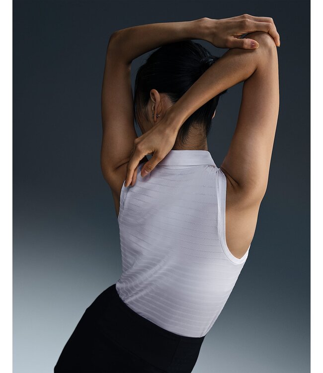 Nike Nike Dames Victory Dri-FIT Mouwloos Streep Golf Polo Wit