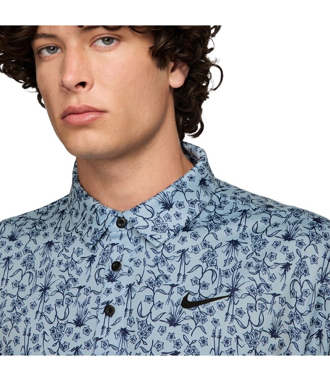 Nike Nike Heren Polo Dri-Fit Tour POA Print Blauw