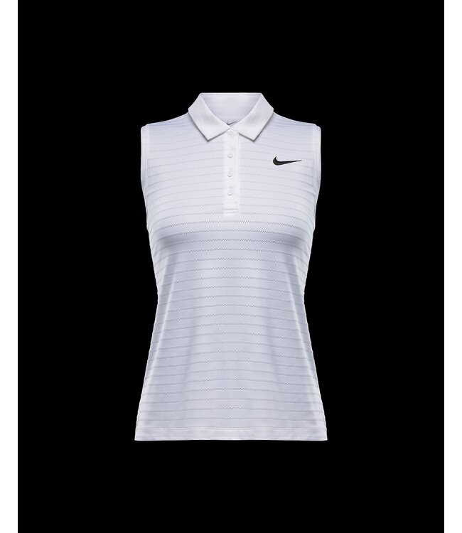Nike Nike Dames Victory Dri-FIT Mouwloos Streep Golf Polo Wit
