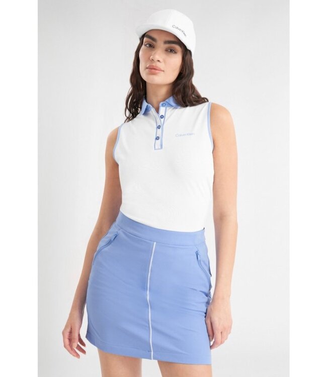 Calvin Klein Calvin Klein Dames Leigh S/Less Polo White/Cornflower Blue