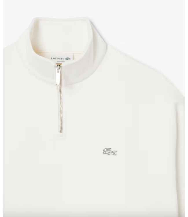 Lacoste Lacoste Uni - Loose Fit Trui met Rits Flour Wit