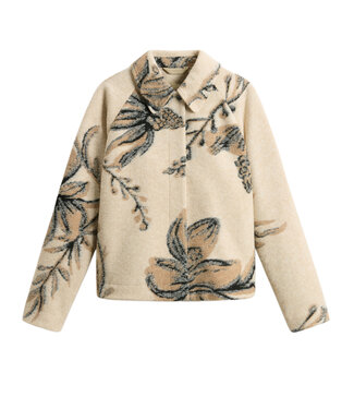 Woolrich Woolrich  Dames Jacquard Wool Overshirt Beige Print