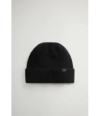 Woolrich Woolrich Knitted Ribbed Beanie Black