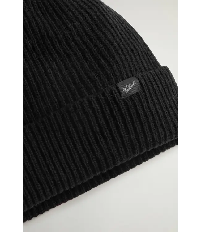 Woolrich Woolrich Knitted Ribbed Beanie Black