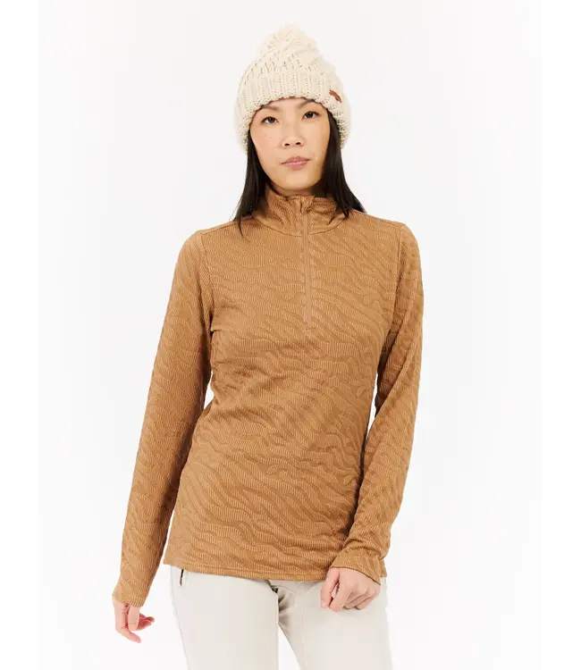Protest PRTShirley Women 1/4 Zip Active Top Teddy Brown