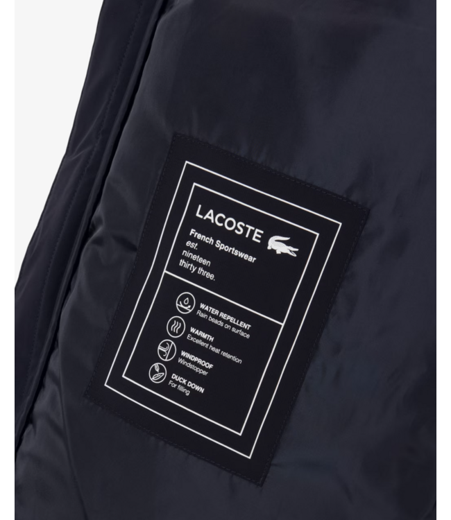 Lacoste Lacoste Waterafstotend Donsjack met Capuchon (rits) Navy