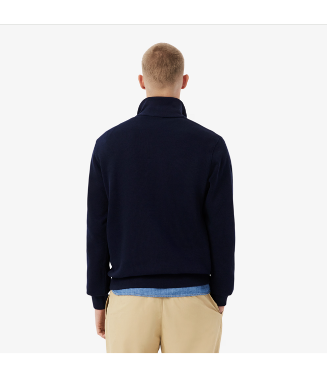 Lacoste Lacoste Heren Sweater Rib Interlock Half Zip Dark Navy