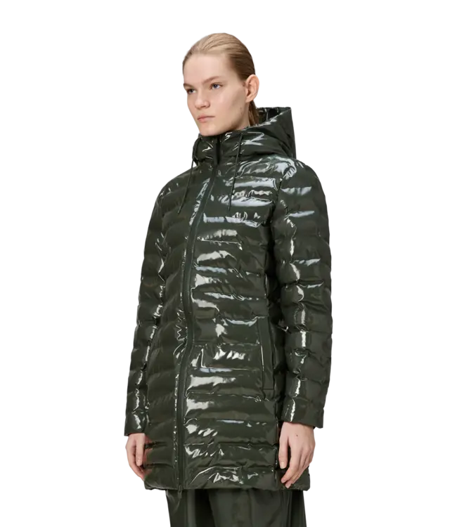 Rains Rains Lohja Long Puffer Curve Jacket W3T3 Swamp Green