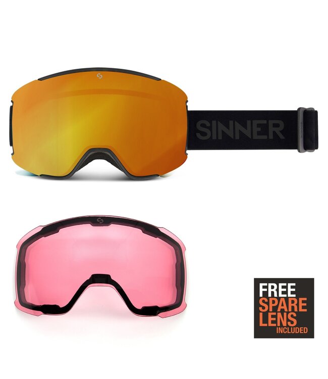 Sinner Sinner Snowflake Ski Goggle Matt Black Cat. S3+S1