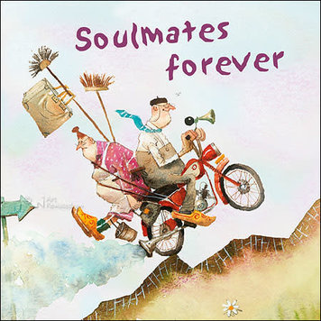 Art Revisited kunstkaart Marius van Dokkum - soulmates forever