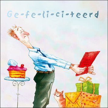 Art Revisited kunstkaart Marius van Dokkum - ge-fe-li-ci-teerd