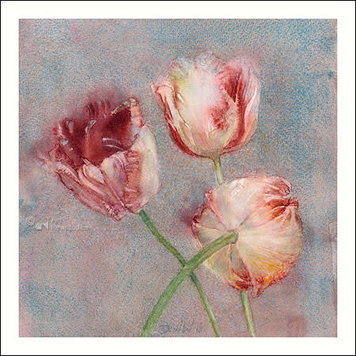 Art Revisited kunstkaart Dorry van de Winkel - Rembrandt tulpen