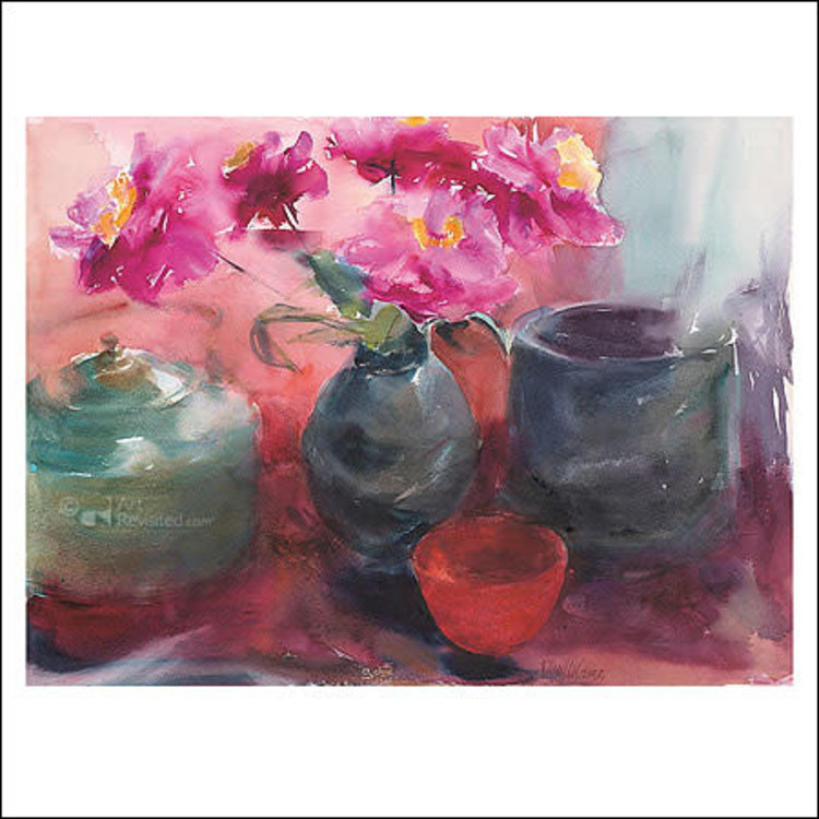 Art Revisited kunstkaart Dorry van de Winkel - pioenrozen