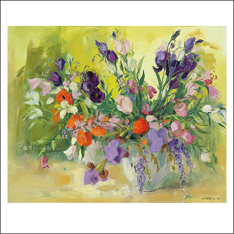 Art Revisited kunstkaart Carla Rodenberg - stilleven paarse bloemen