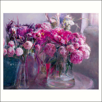 Art Revisited kunstkaart Dorry van de Winkel - pioenrozen
