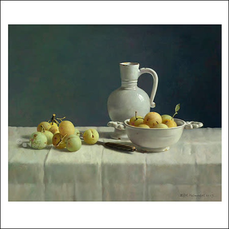 Art Revisited kunstkaart Henk Helmantel - Delfts wit met pruimen