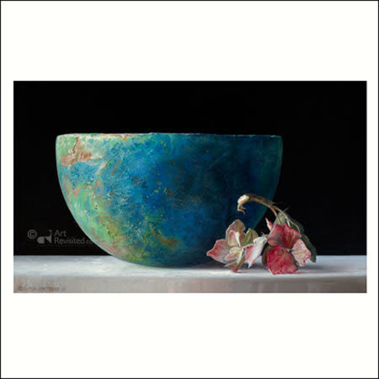 Art Revisited kunstkaart Adriana van Zoest - romeinse kom met hortensia II