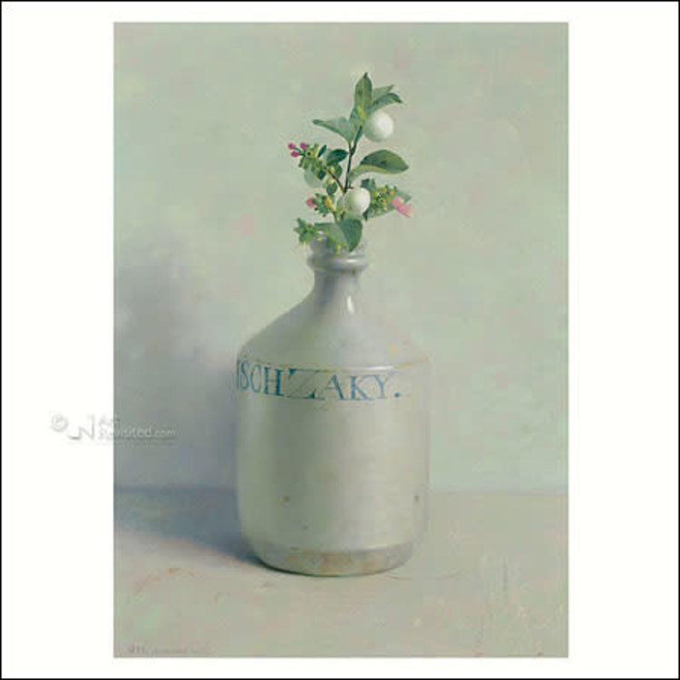 Art Revisited kunstkaart Henk Helmantel - Japans zakykruikje met sneeuwbes