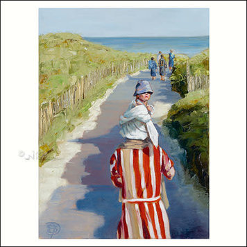 Art Revisited kunstkaart Ans Smits - mee naar het strand