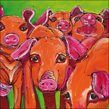 Art Revisited kunstkaart van Dalfsen - feestvarkens