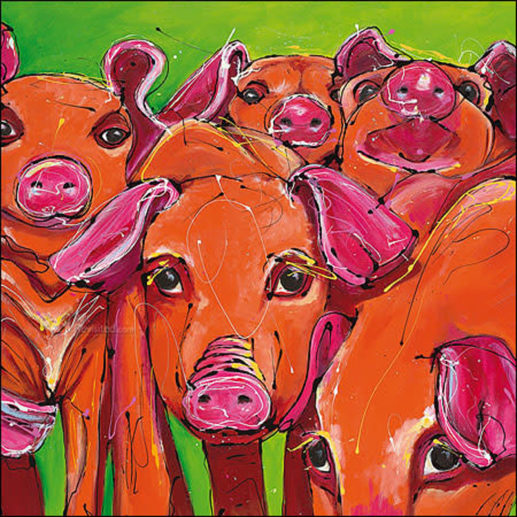 Art Revisited kunstkaart Angelique van Dalfsen - feestvarkens