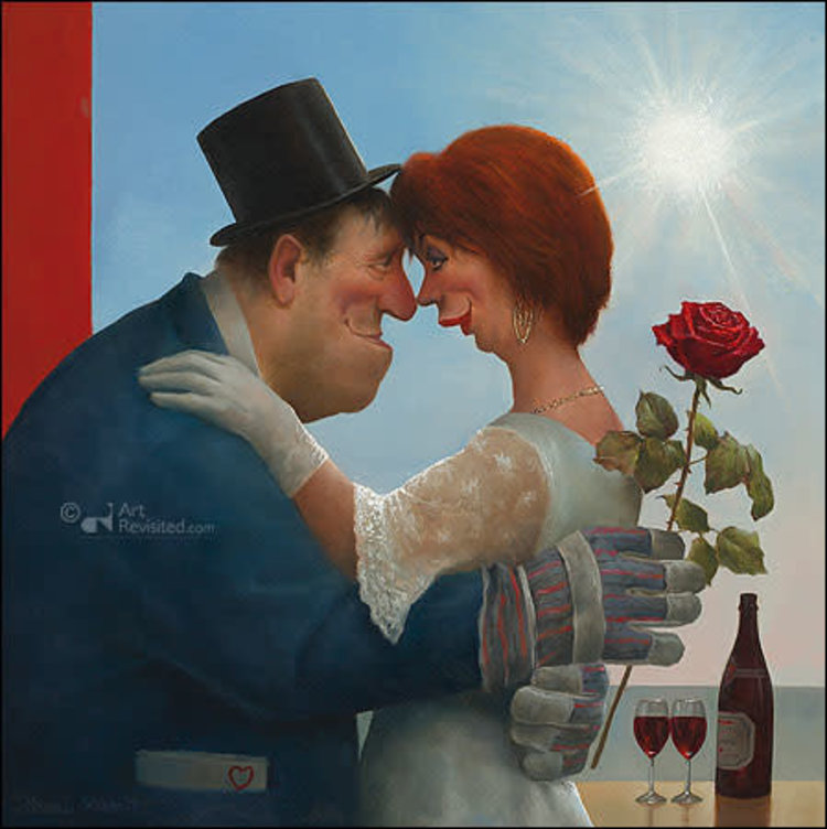 Art Revisited kunstkaart Marius van Dokkum - boer trouwt vrouw