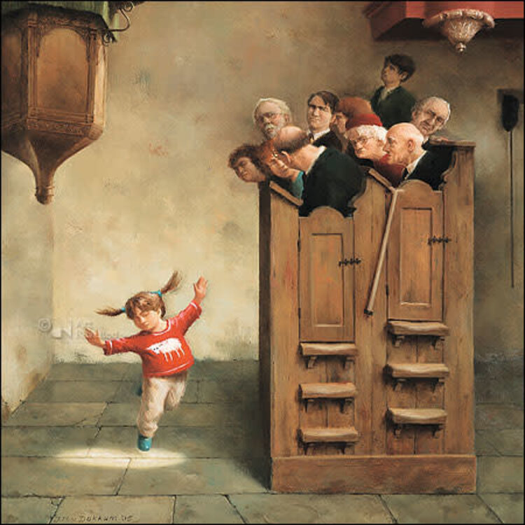 Art Revisited kunstkaart Marius van Dokkum - dansje in de kerk