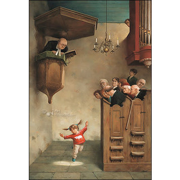 Art Revisited kunstkaart Marius van Dokkum - dansje in de kerk