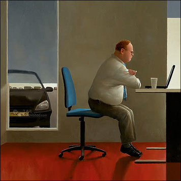 Art Revisited kunstkaart Marius van Dokkum - tussen file en vastloper