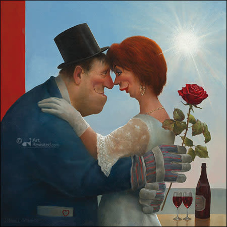 Art Revisited kunstkaart Marius van Dokkum - boer trouwt vrouw
