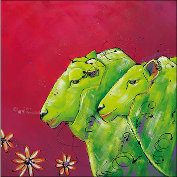 Art Revisited kunstkaart van Dalfsen - green sheep