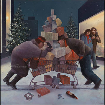 Art Revisited kerstkaart Marius van Dokkum - kerststress