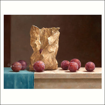 Art Revisited kunstkaart Marius van Dokkum - zak met pruimen