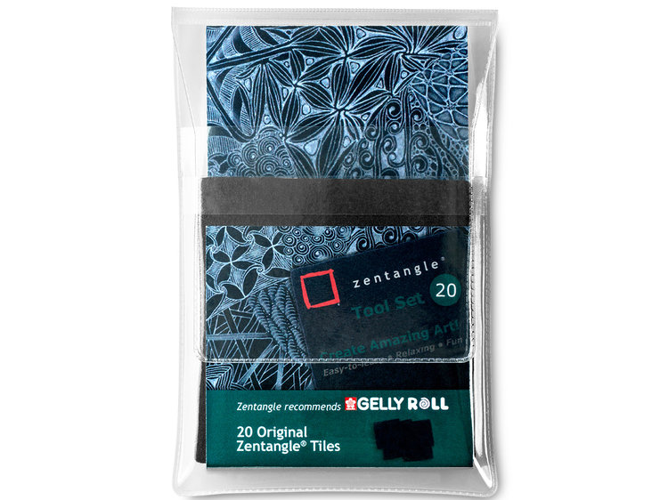 Sakura Zentangle Tile set zwart