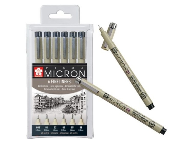 Sakura Pigma Micron set 6 stuks