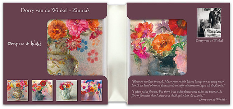 Art Revisited Zinnia's - mapje met 8 kaarten van Dorry van de Winkel