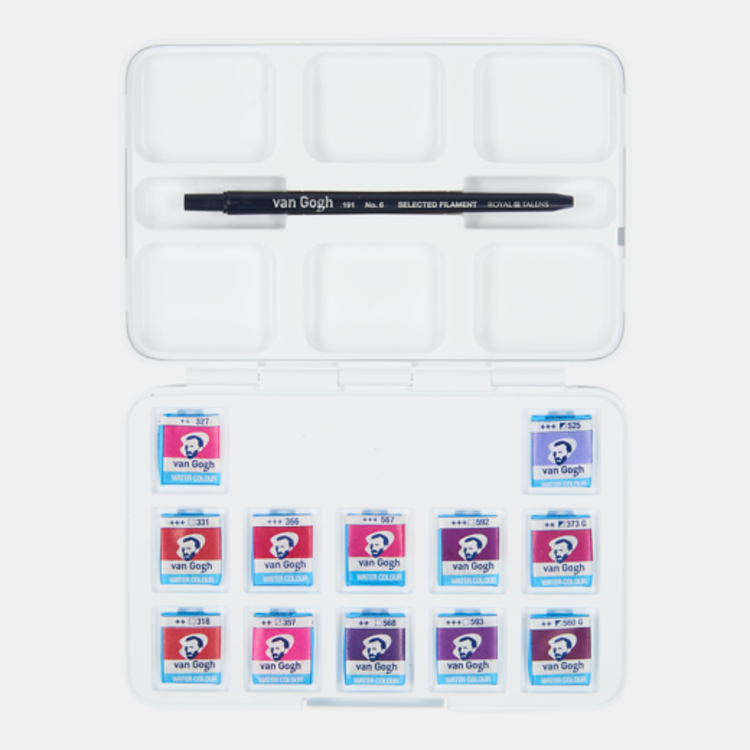 Van Gogh aquarelverf box 12 napjes - Pinks & Violets