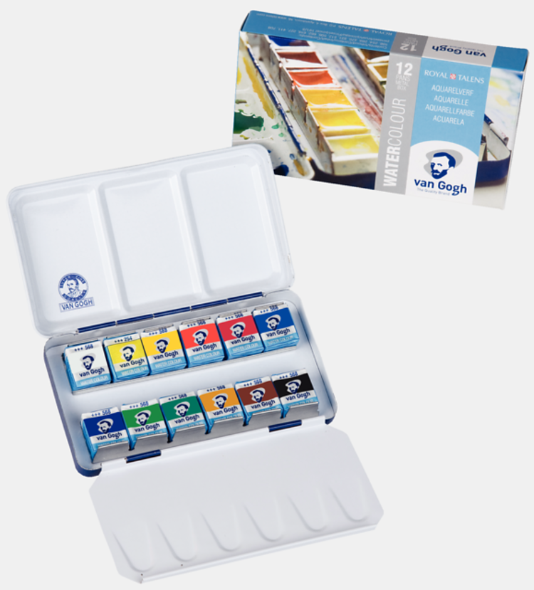 Van Gogh aquarelverf blik 12 napjes
