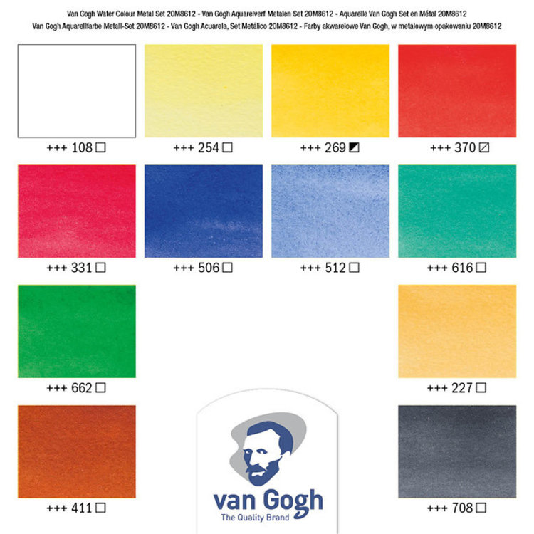 Van Gogh aquarelverf blik 12 napjes