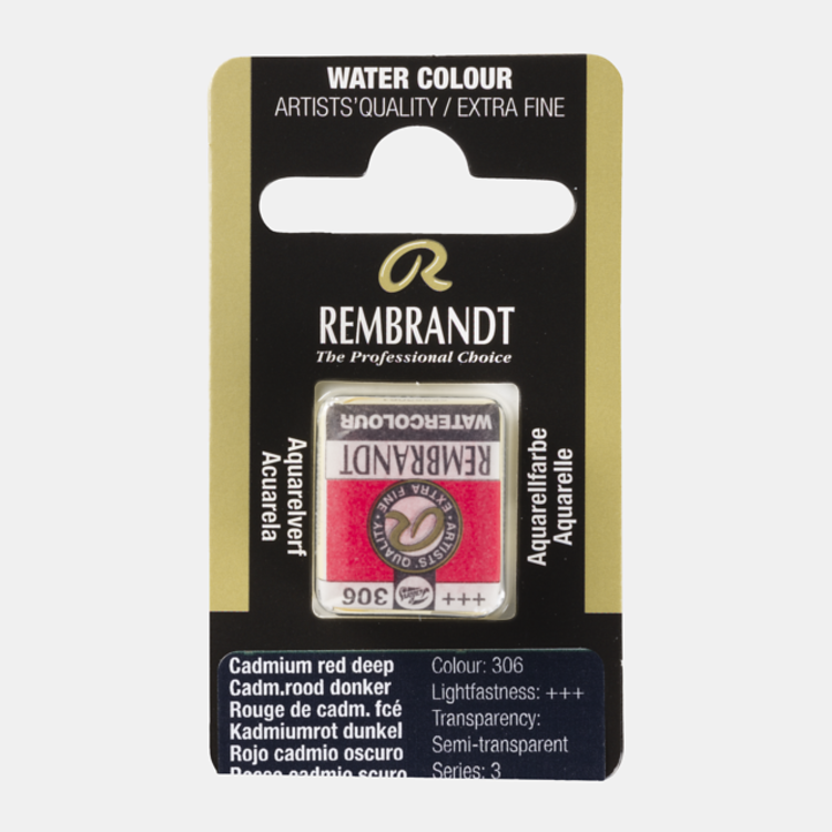 Rembrandt 306 aquarel napje - cadmium rood donker