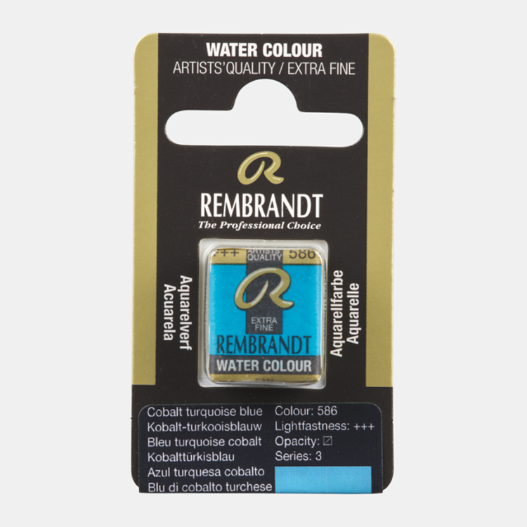 Rembrandt 586 aquarel napje - kobalt turkooisblauw