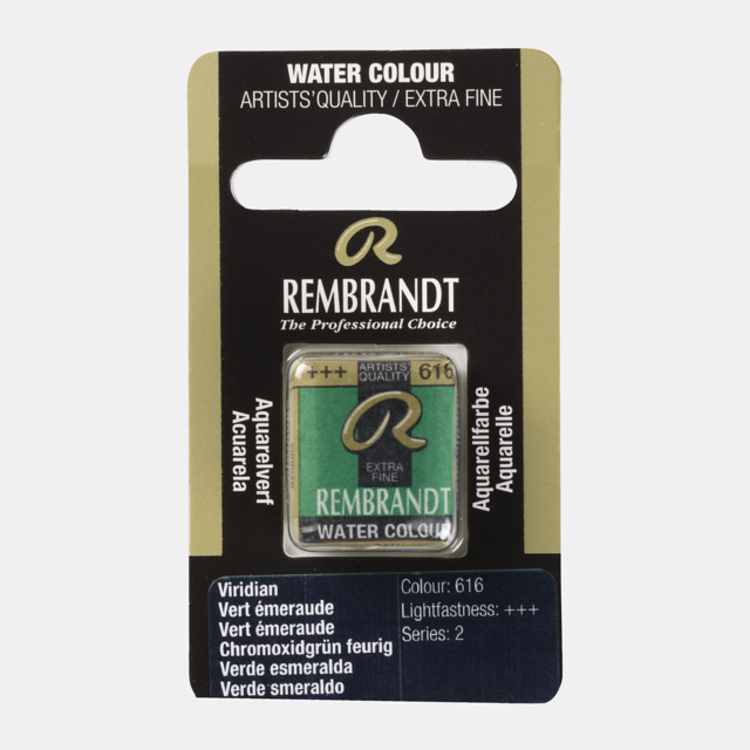 Rembrandt 616 aquarel napje - viridian (smaragdgroen)